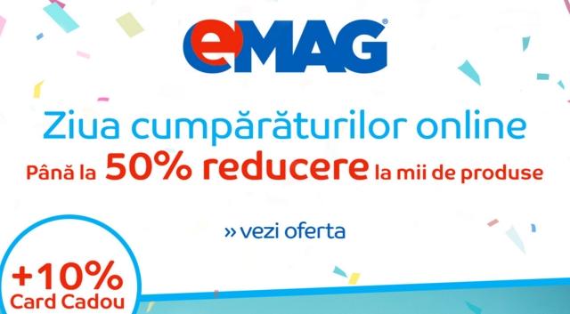 <b>Ziua cumpărăturilor online organizată de eMAG este în plină desfășurare; reduceri atractive și carduri cadou</b>Cei de la eMAG ne-au pregătit pentru astăzi un nou eveniment de reduceri intitulat Ziua Cumpărăturilor Online - eveniment ce aduce atât discount-uri pentru produsele comercializate, cât și carduri cadou la fiecare achiziție. Avem...