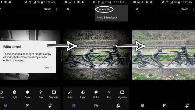 <b>Google Photos include acum funcţia "Undo", folosită pentru a anula modificările aduse fotografiilor</b>Butonul "Undo" este probabil cea mai importantă invenţie din domeniul editării foto, video şi de text, pentru că anularea greşelilor e sf&acirc;ntă atunci c&acirc;nd vrei să creezi conţinut de calitate. Astfel era logic că opţiunea Undo să...
