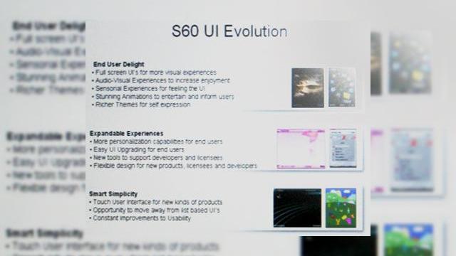 <b>Telefoanele cu S60 primesc interfata touch screen</b>In caz ca va intrebati despre ce este vorba in imaginea de mai jos, trebuie sa stiti ca este un slide din discutia amanata la care trebuia sa participe Nokia in cadrul sumitt-ului S60 din Spania. Se pare ca Nokia doreste sa implementeze interfate...