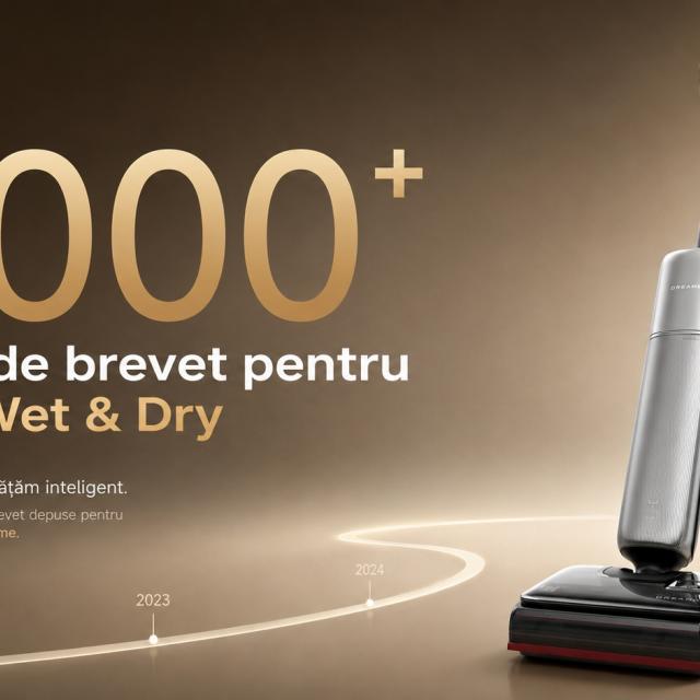 Dreame depășește 2.000 de cereri de brevet pentru aspiratoarele Wet & Dry