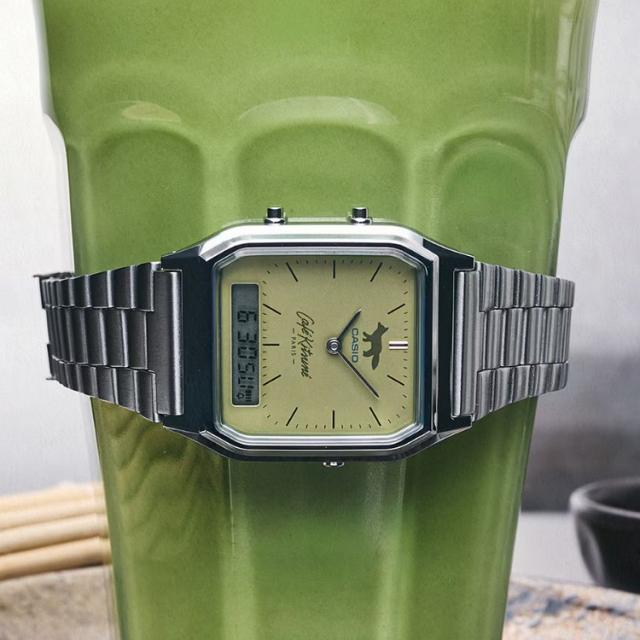 Casio lansează ceas retro AQ-230 verde matcha în colaborare cu Café Kitsuné