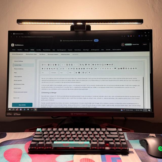 BenQ ScreenBar Halo 2 Review: Soluția premium pentru un iluminat sănătos la birou, poți spune adio ochi obosiți