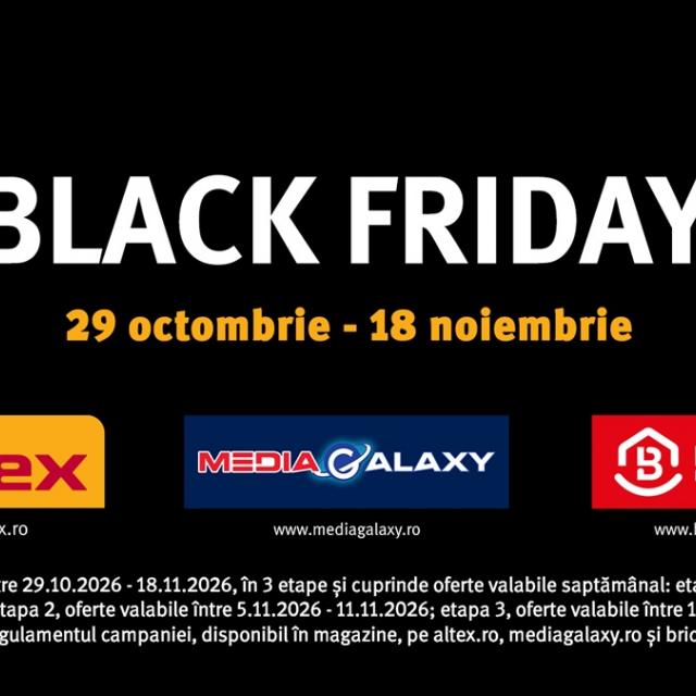 Black Friday Altex începe pe 29 octombrie cu trei valuri de reduceri